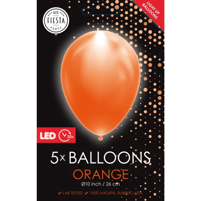 Oranssi Led ilmapallot 26cm 5kpl