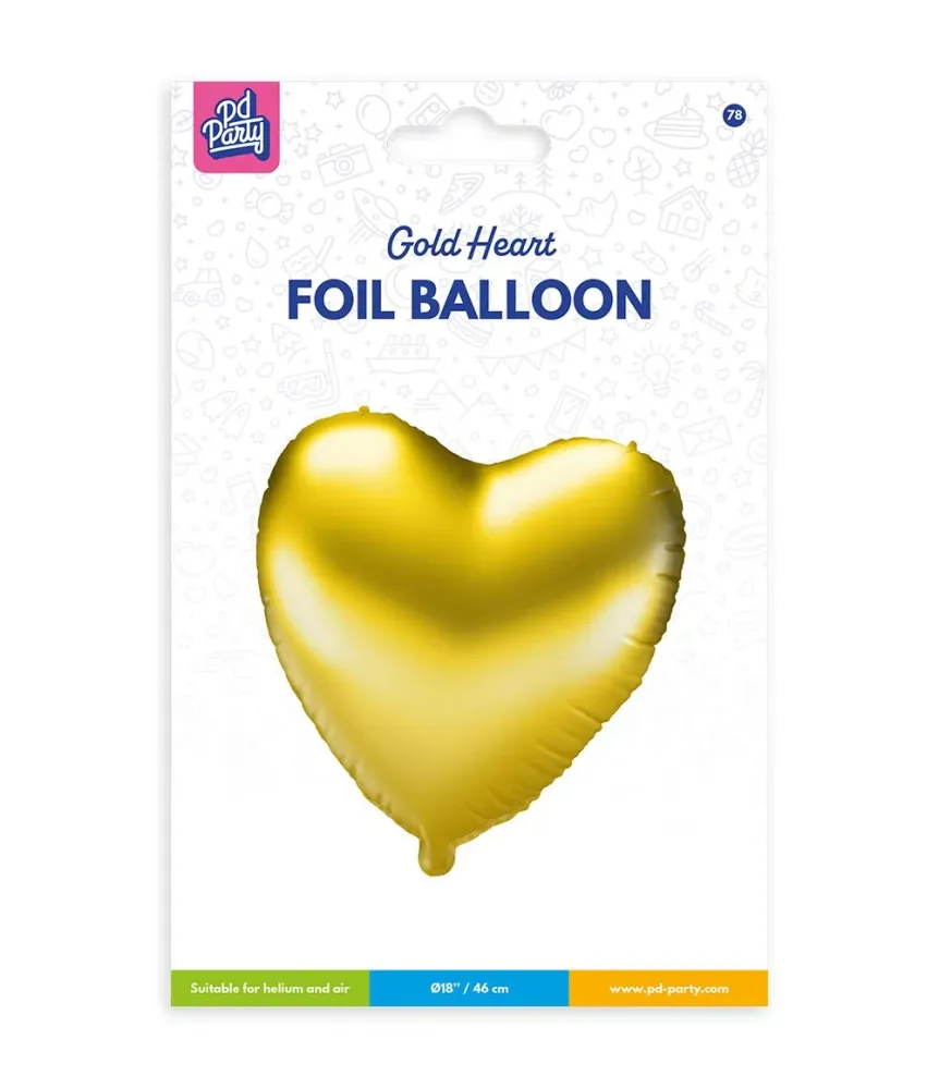 Sydän Helium ilmapallo Gold tyhjä