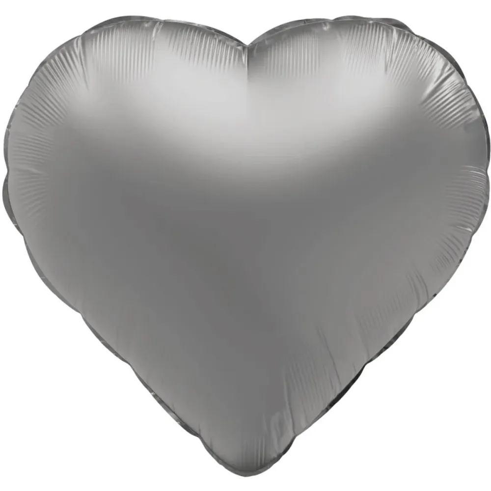 Sydän helium ilmapallo hopea tyhjä 45cm
