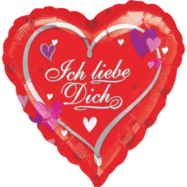 Sydän helium ilmapallo punainen Ich Liebe Dich tyhjä 43cm