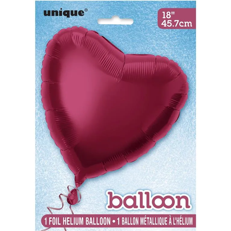Sydän helium ilmapallo punainen tyhjä 45cm
