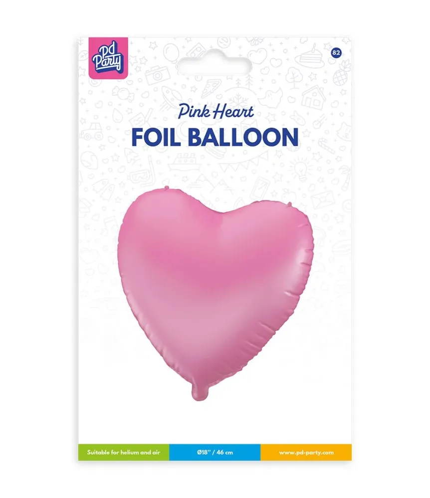 Sydän helium ilmapallo vaaleanpunainen tyhjä 46cm