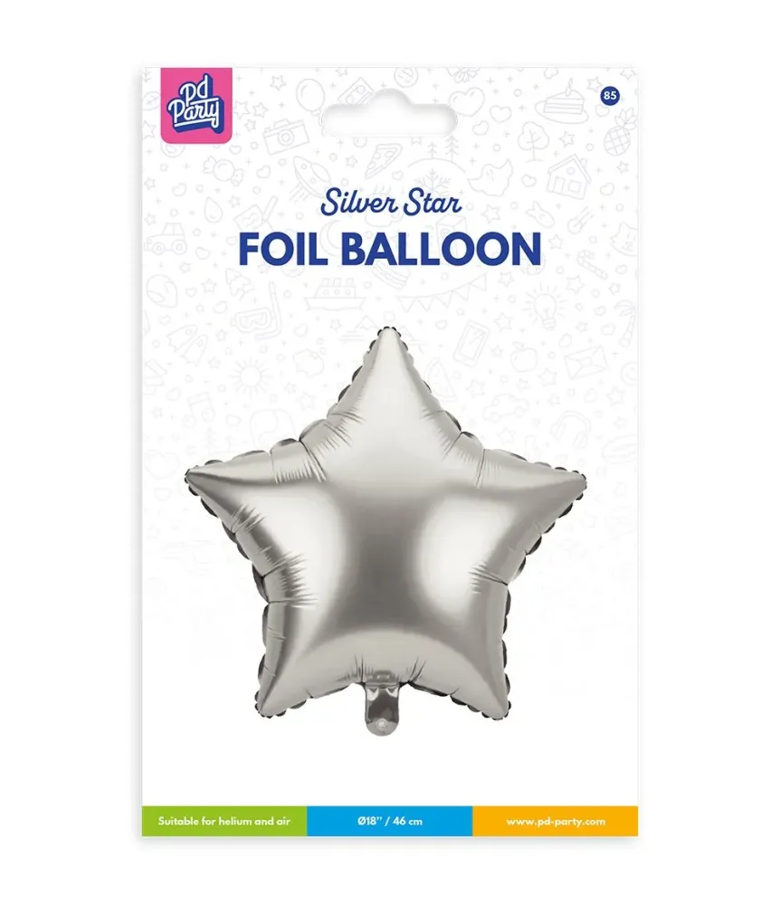 Tähti helium ilmapallo hopea oljella tyhjä 46cm