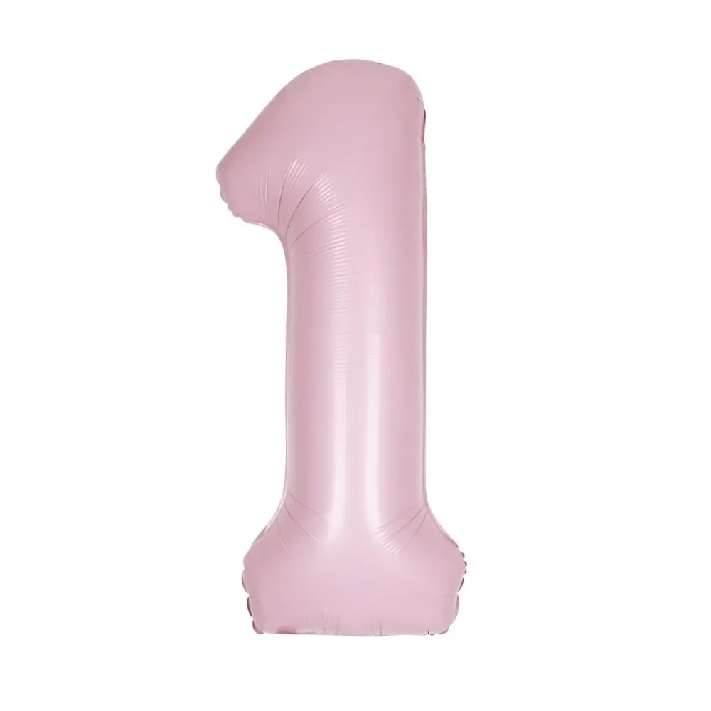 Vaaleanpunainen hahmo ilmapallo 1 vuosi Matt 86cm