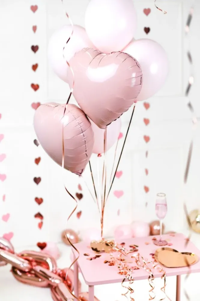 Vaaleanpunainen helium ilmapallo sydän 45cm
