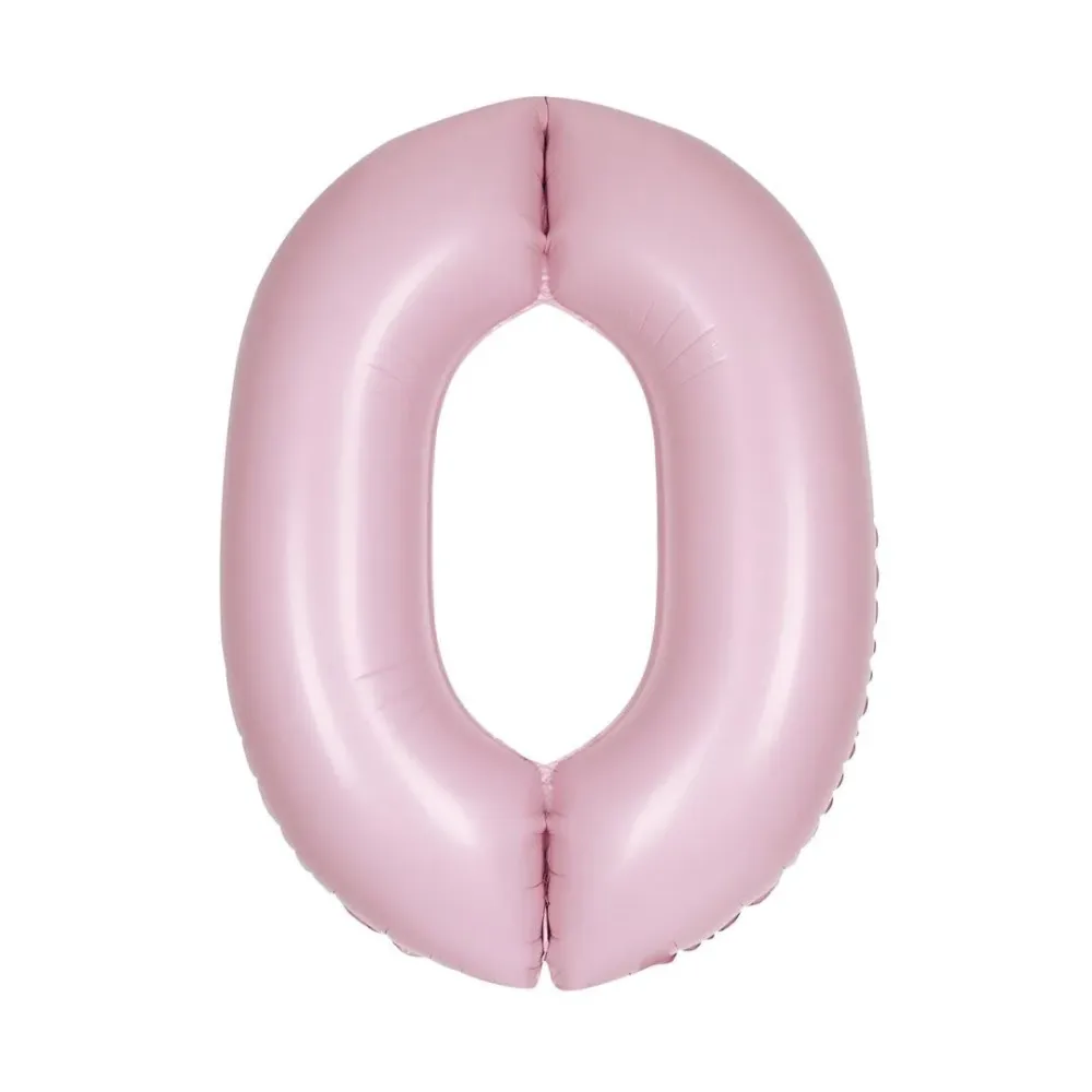 Vaaleanpunainen numero ilmapallo 0 vuosi Matt 86cm