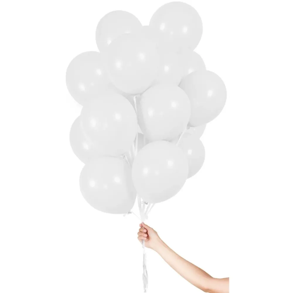 Valkoiset ilmapallot nauhalla 23cm - 30 kpl