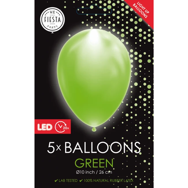 Vihreä Led ilmapallot 26cm 5kpl