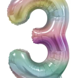 3 vuoden helium ilmapallo sateenkaari pastelli tyhjä 86cm