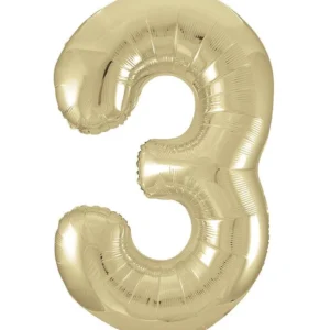 3 vuoden kuva ilmapallo Gold Gloss tyhjä 86cm