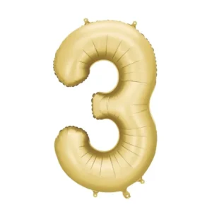 3 vuoden kuva ilmapallo Gold Satin Foil tyhjä 86cm