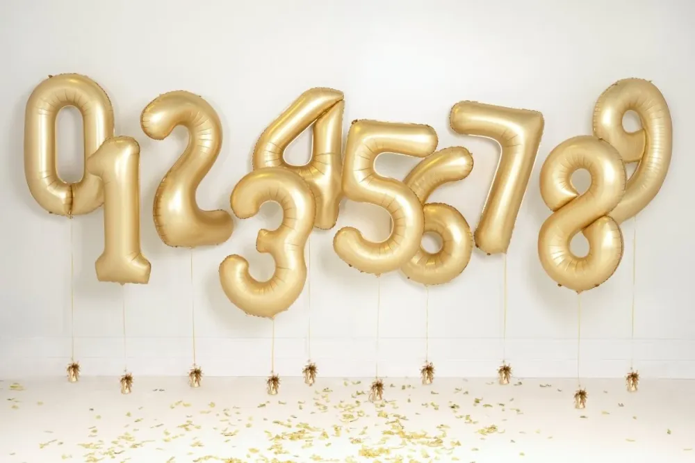 3 vuoden kuva ilmapallo Gold Satin Foil tyhjä 86cm