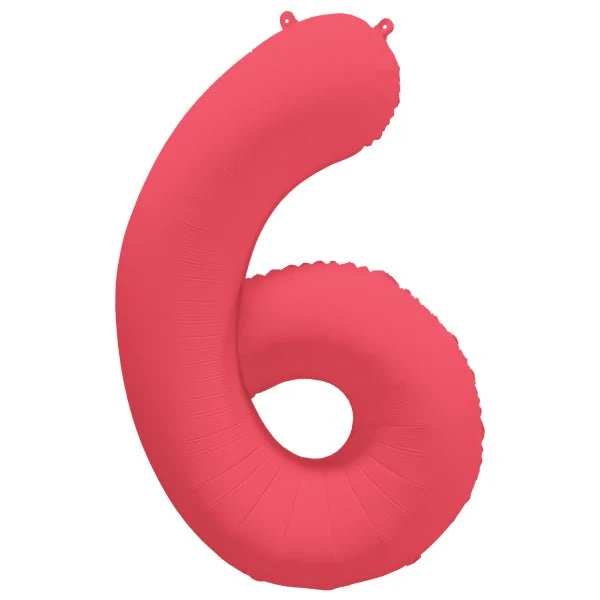 6 vuoden kuva ilmapallo punainen neon tyhjä 86cm