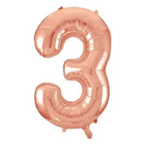 3 vuoden kuva ilmapallo Rose Gold tyhjä 86cm