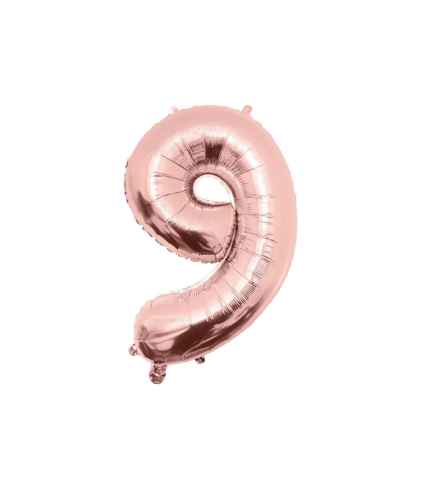 9 vuoden kuva ilmapallo Rose Gold tyhjä 86cm