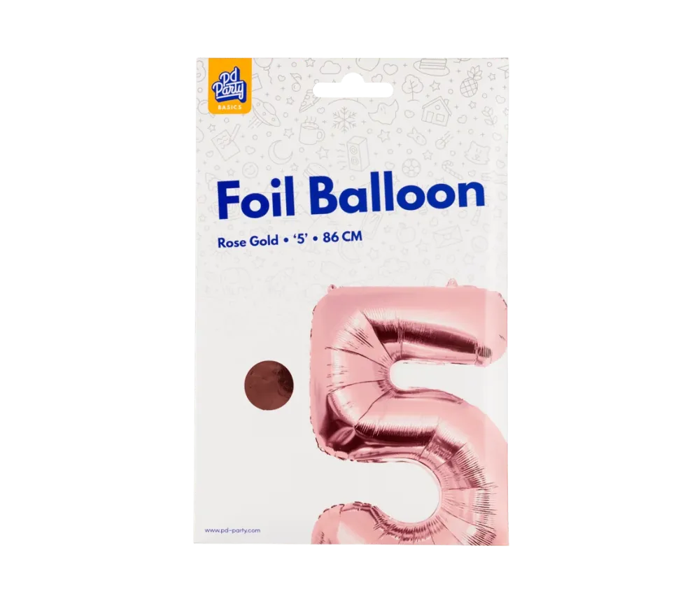 5 vuoden kuva ilmapallo Rose Gold tyhjä 86cm