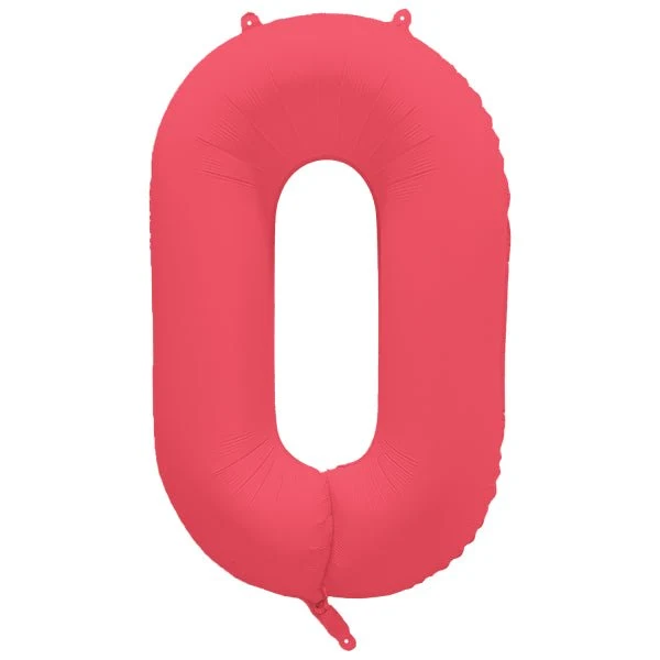 0 vuoden luku ilmapallo punainen neon tyhjä 86cm