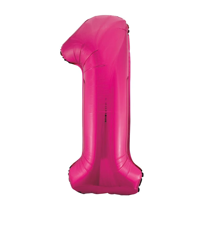 1 vuosi kuva ilmapallo Fuksia tyhjä 86cm