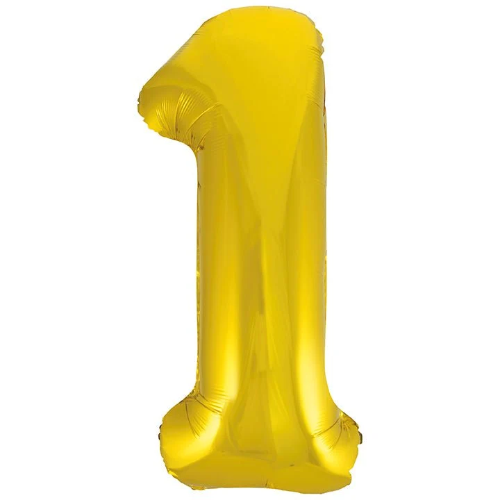 1 vuosi kuva ilmapallo Gold tyhjä 86cm