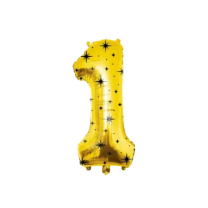 1 vuosi kuva ilmapallo kultainen musta tähdet 86cm