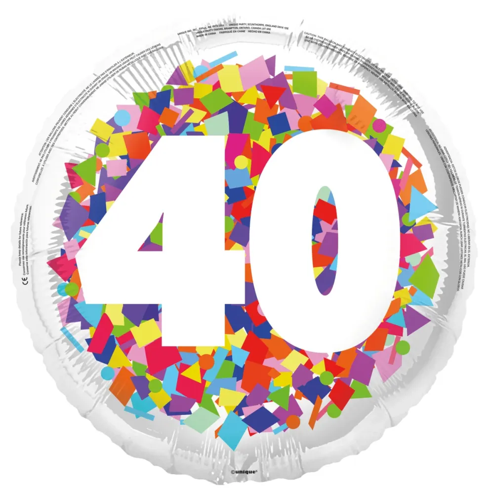 40 vuotta helium ilmapallo konfetti tyhjä 45cm