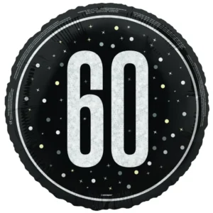 60 vuotta helium ilmapallo musta valkoinen tyhjä 45cm