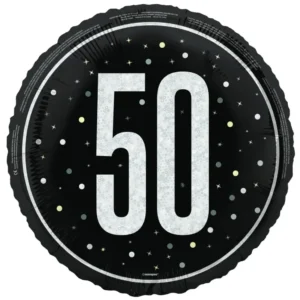 50 vuotta helium ilmapallo musta valkoinen tyhjä 45cm