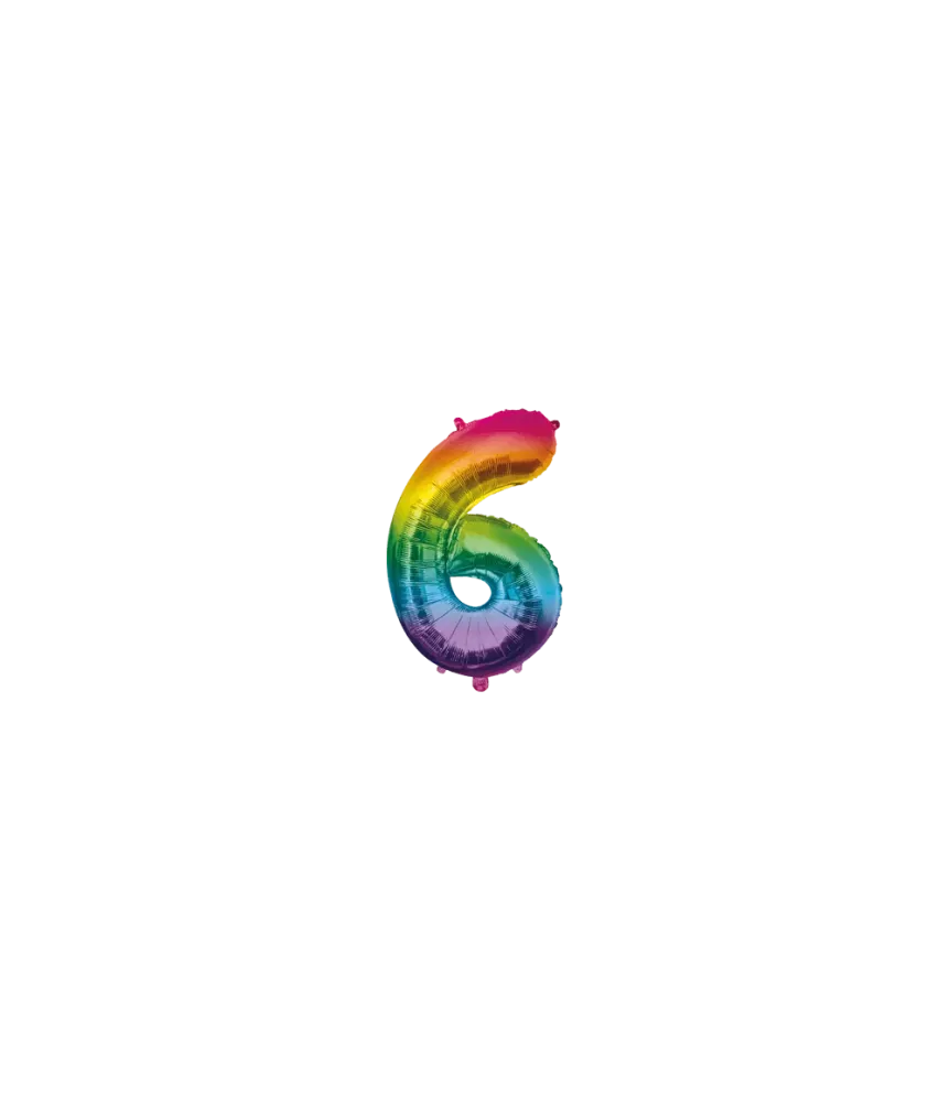 6 vuotta Helium ilmapallo Rainbow tyhjä 40cm
