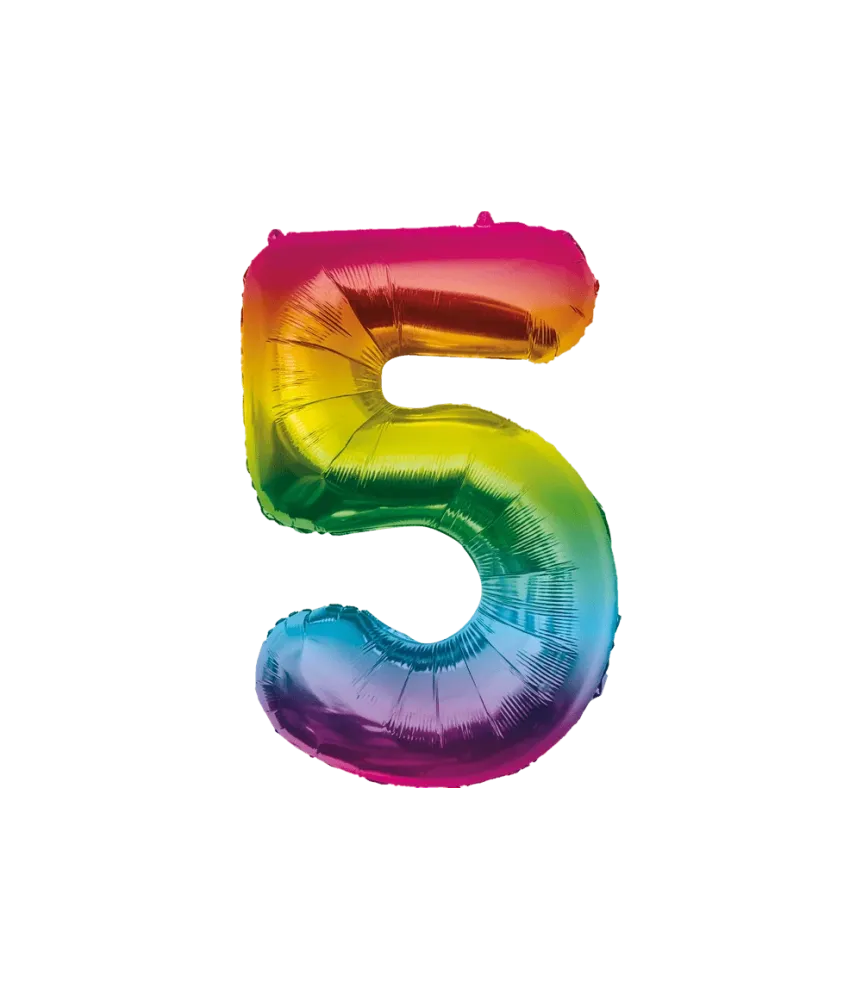 5 vuotta Helium ilmapallo Rainbow tyhjä 86cm