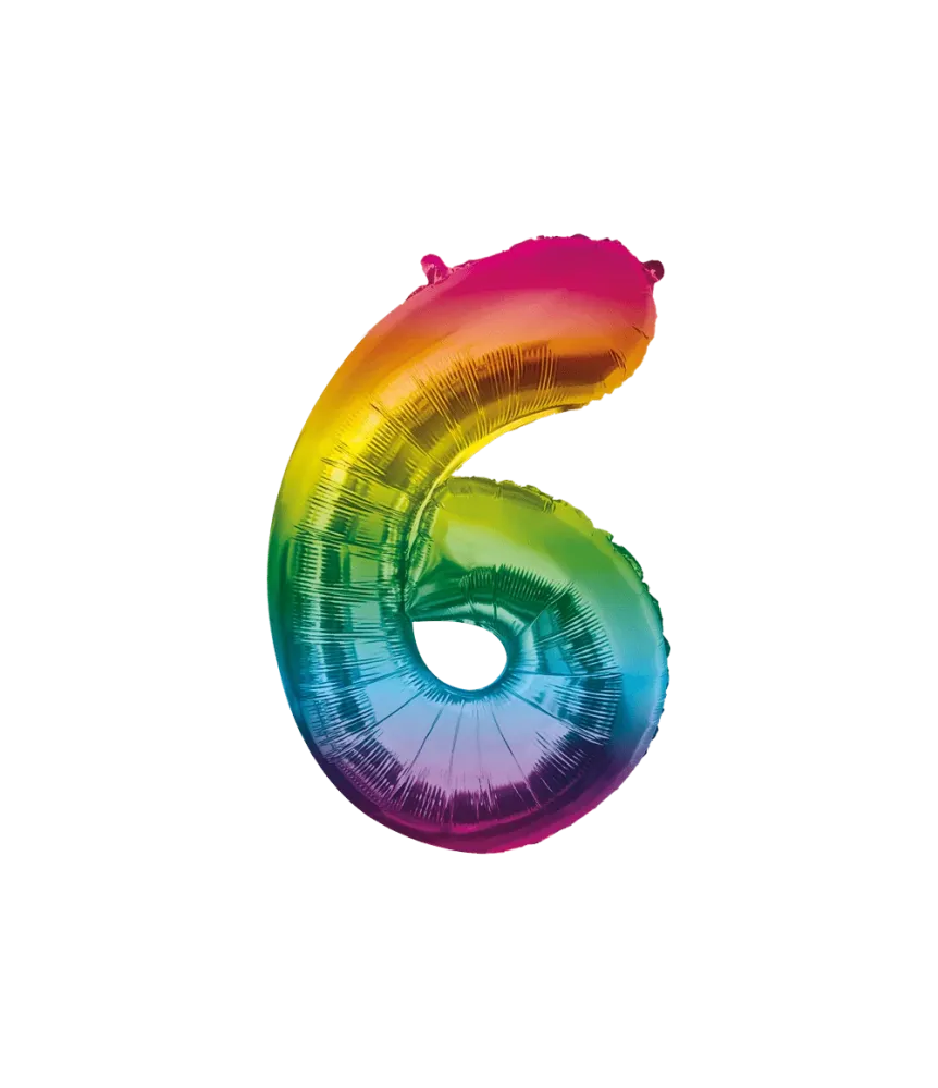 6 vuotta Helium ilmapallo Rainbow tyhjä 86cm