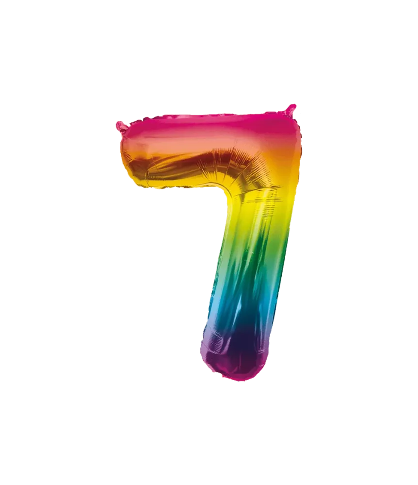 7 vuotta Helium ilmapallo Rainbow tyhjä 86cm