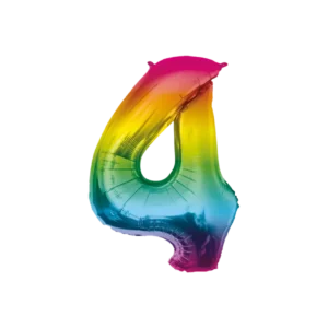 4 vuotta Helium ilmapallo Rainbow tyhjä 86cm