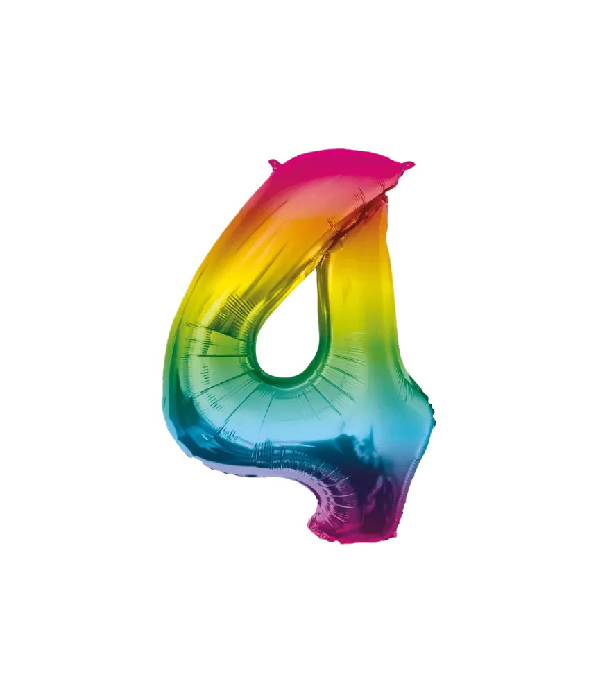 4 vuotta Helium ilmapallo Rainbow tyhjä 86cm