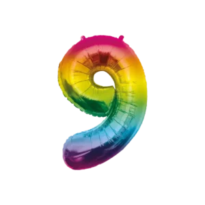 9 vuotta Helium ilmapallo Rainbow tyhjä 86cm