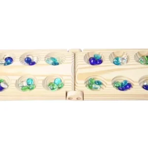 EcoToys Mancala-pelisarja | Taitettava puinen lautapeli monivärisillä helmillä - perheen hauskaa lapsille ja aikuisille