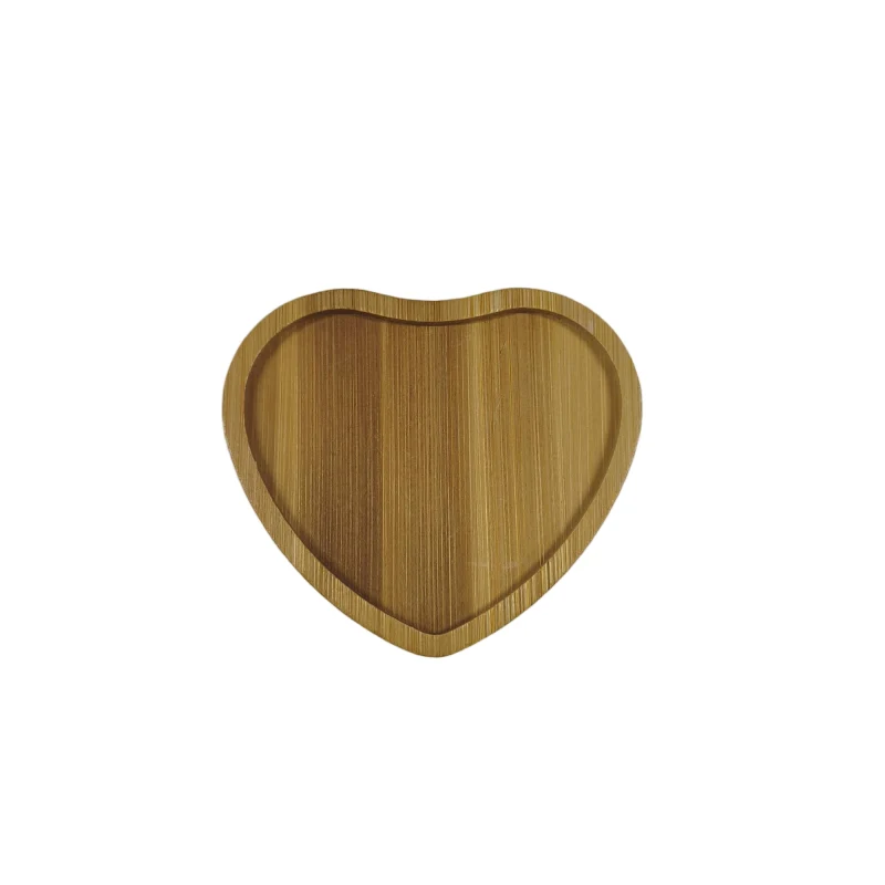 Bambu- ja puukomposiittinen sydämenmuotoinen lasinalunen, tyhjä | 10.2 x 9 cm