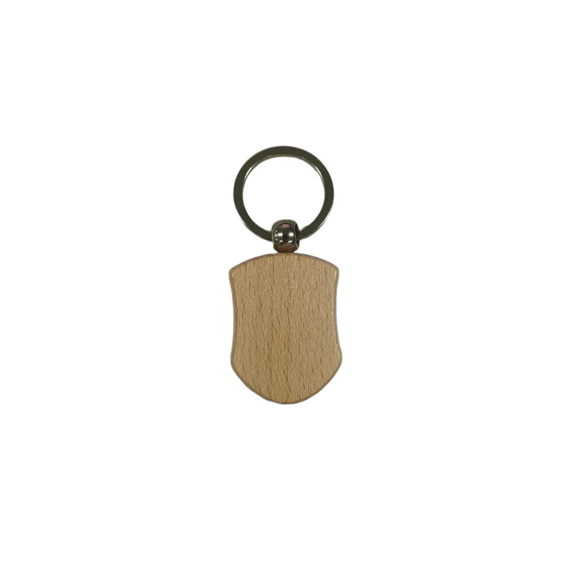 Pyökkipuinen kilvenmuotoinen avaimenperä, tyhjä | 4.3 x 3.2 cm