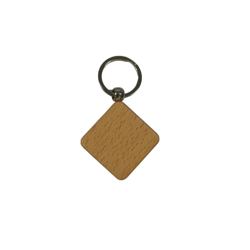 Pyökkipuinen timantinmuotoinen avaimenperä, tyhjä | 5.2 x 5.2 cm