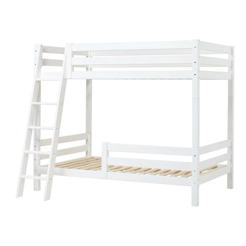 Hoppekids ECO High-end - Korkeavuode - 120x200 cm. - Kaksi sänkyä ja vino tikas - Valkoinen