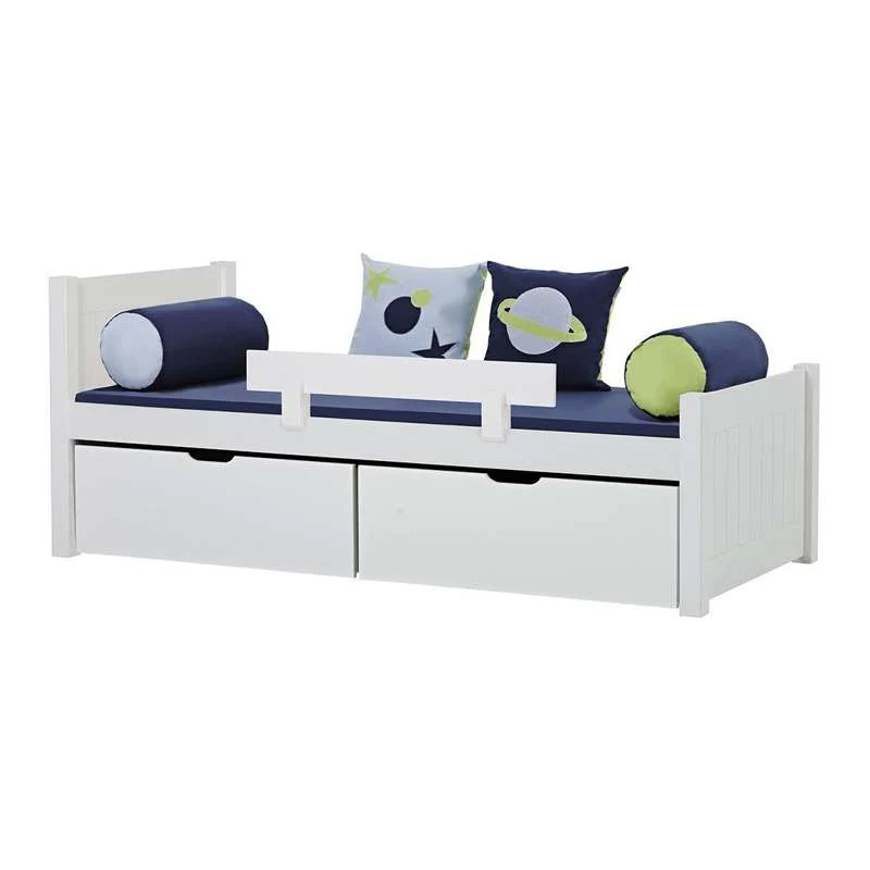 Hoppekids NOAH LUXURY - Juniorseng - 1 Mellem og 1 Høj Gavl - 90x200cm - Fleksibel Indlægsbund - Hvid