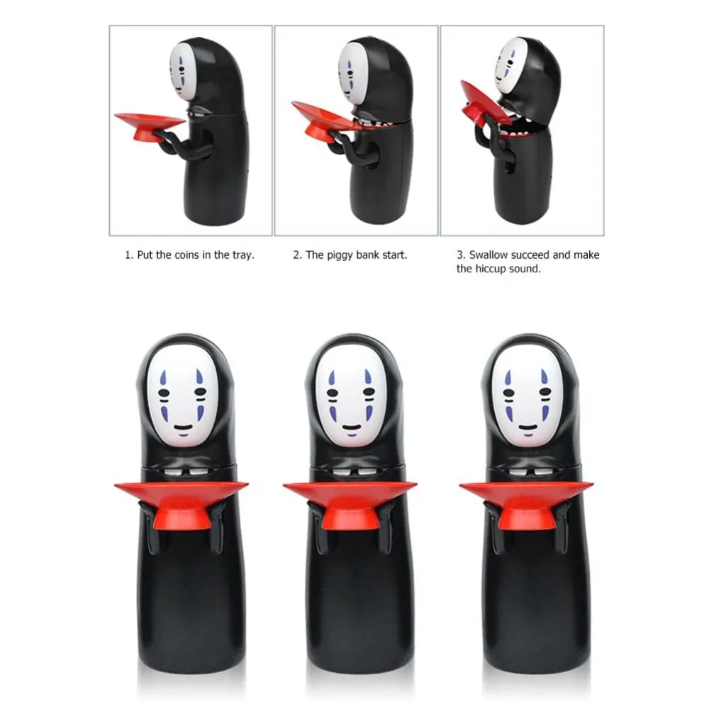 Spirited Away Kaonashi No-face Piggy Bank Toy Automaattinen Syöty Coin Bank Miyazaki Hayao Chihiro Figure Säästö Rahalaati...