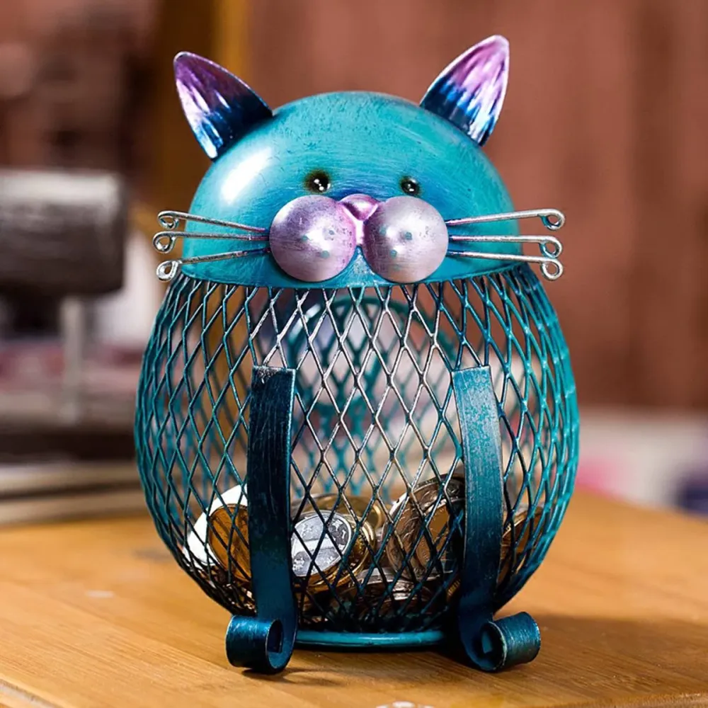 Toolajinen Cat Money Box Coin Box Piggy Bank Animal Ornament creative Art Handcraft Sisällys Rautateiden rikinpoistolaitteet