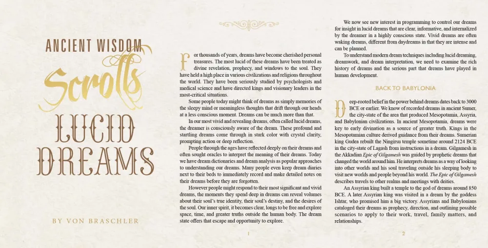 Ancient Wisdom Scrolls, Lucid Dreams: Lucid Dreaming kirjakäärö - Von Braschler