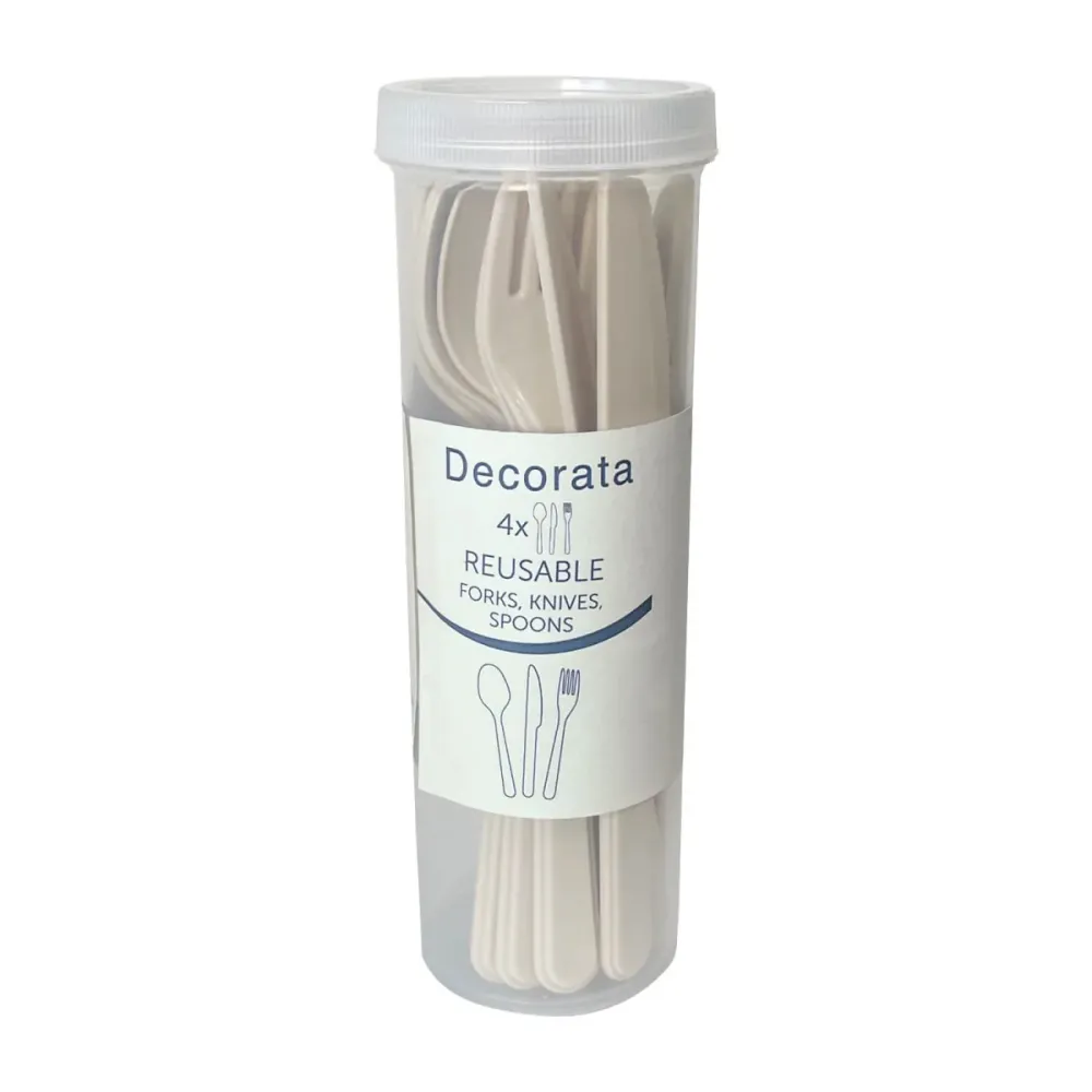 Beige ruokailuvälineet 12 kpl