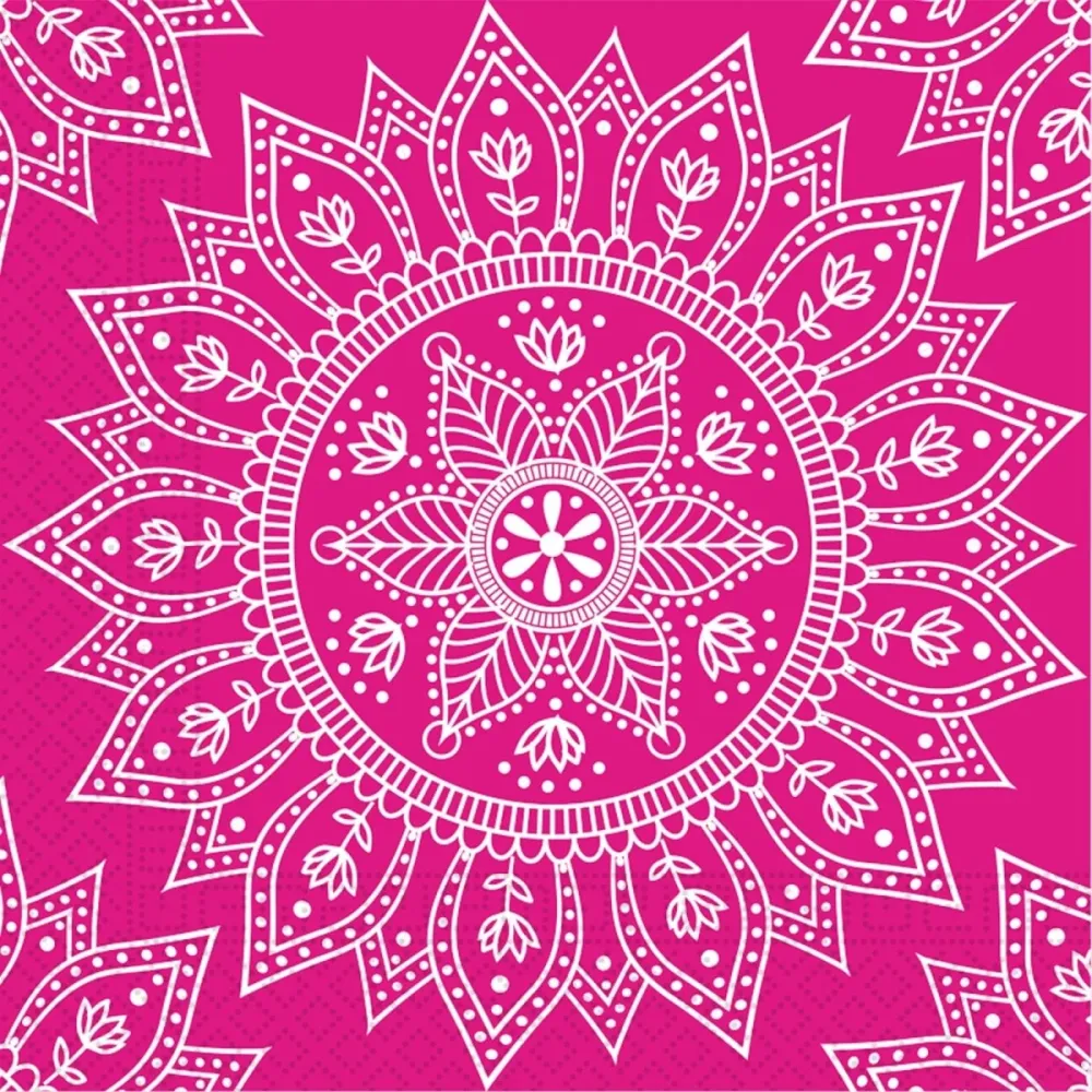 Fuksia lautasliinat Mandala 33cm 20kpl