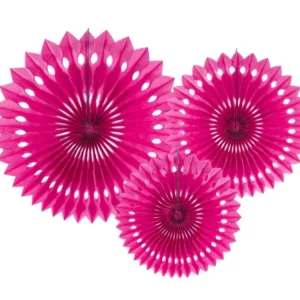Fuksia paperiviuhkat 20cm 3kpl
