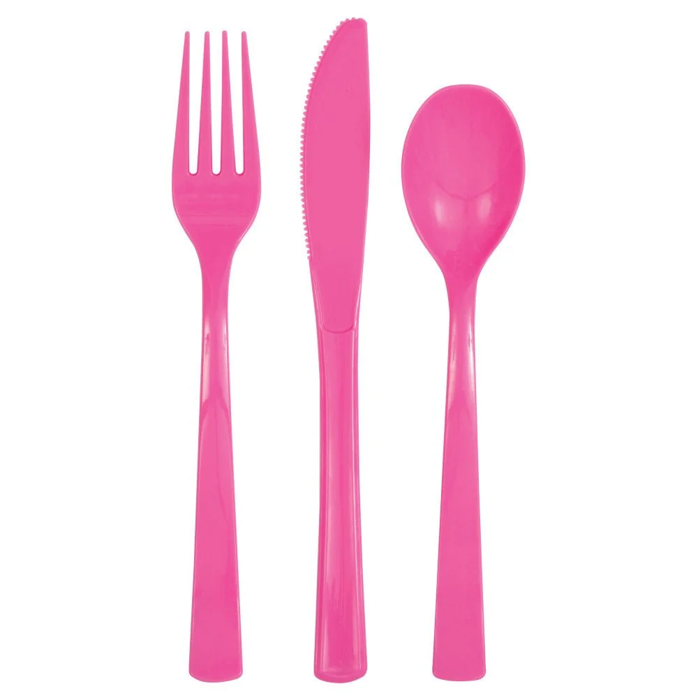 Fuksia ruokailuvälineet 18 kpl
