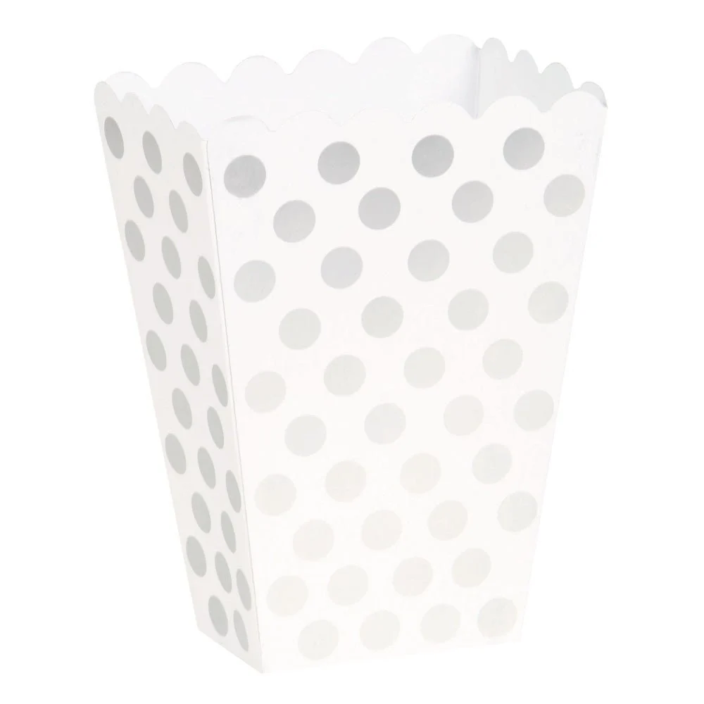 Hopea popcorn kulhot valkoiset pisteet 13.7cm 8kpl 8kpl