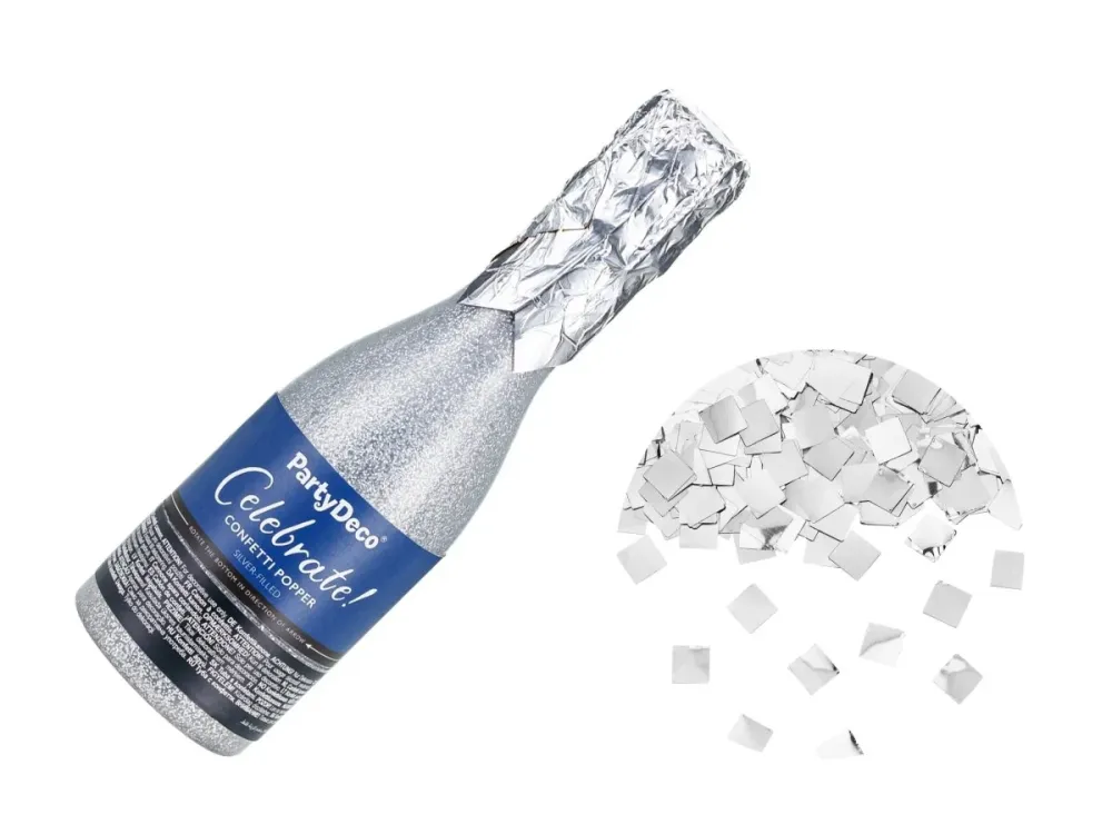 Hopeinen konfettitykki Champagne 20.5cm