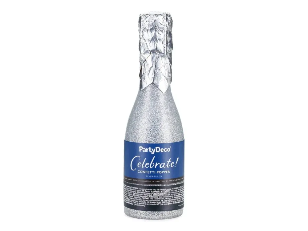 Hopeinen konfettitykki Champagne 20.5cm